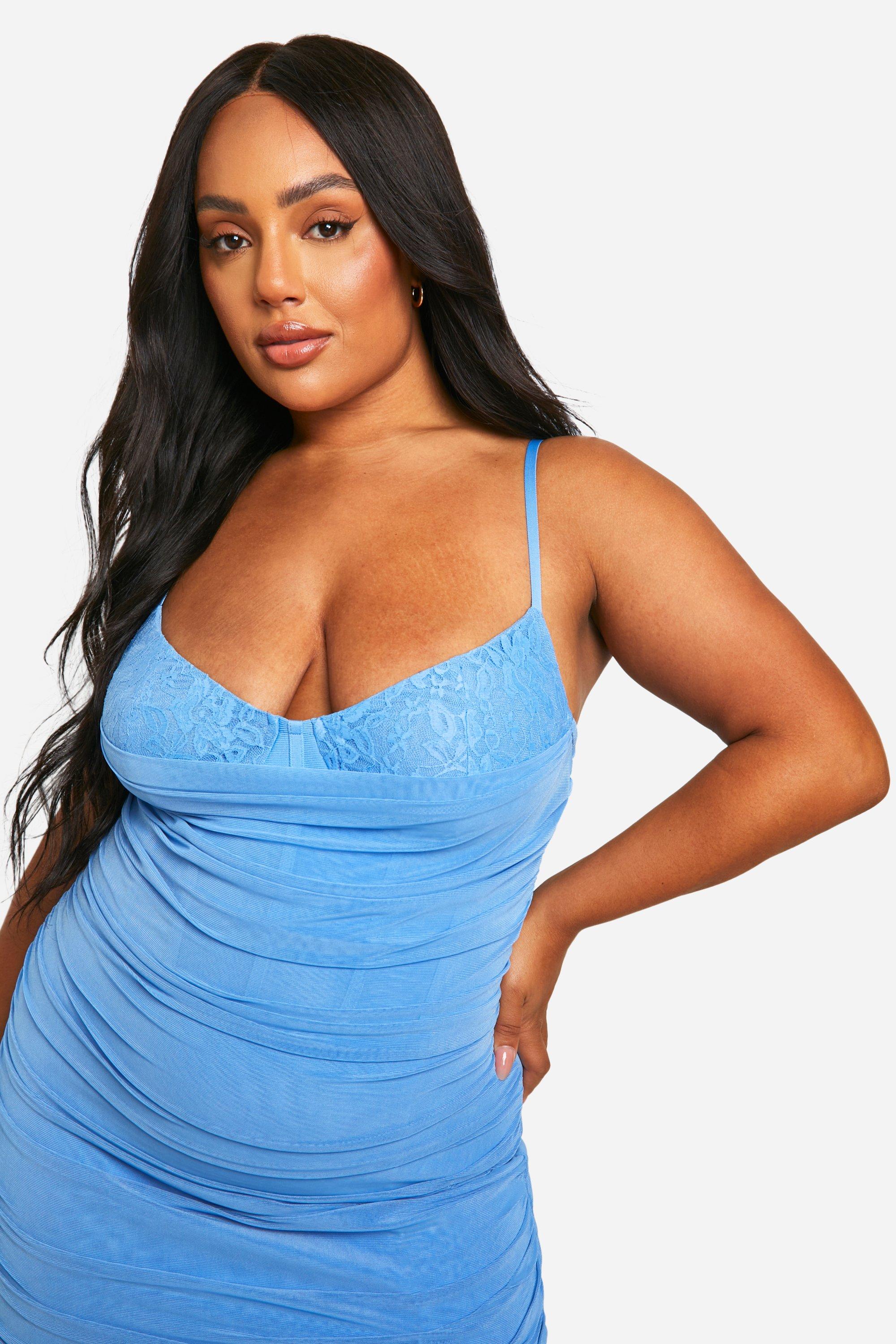 Grande taille Robe bustier en mesh et dentelle