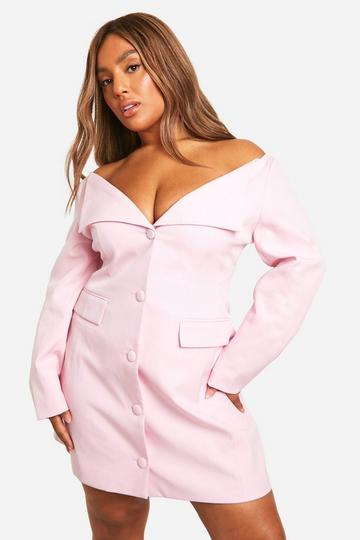 Grande taille - Robe blazer à col bateau blush