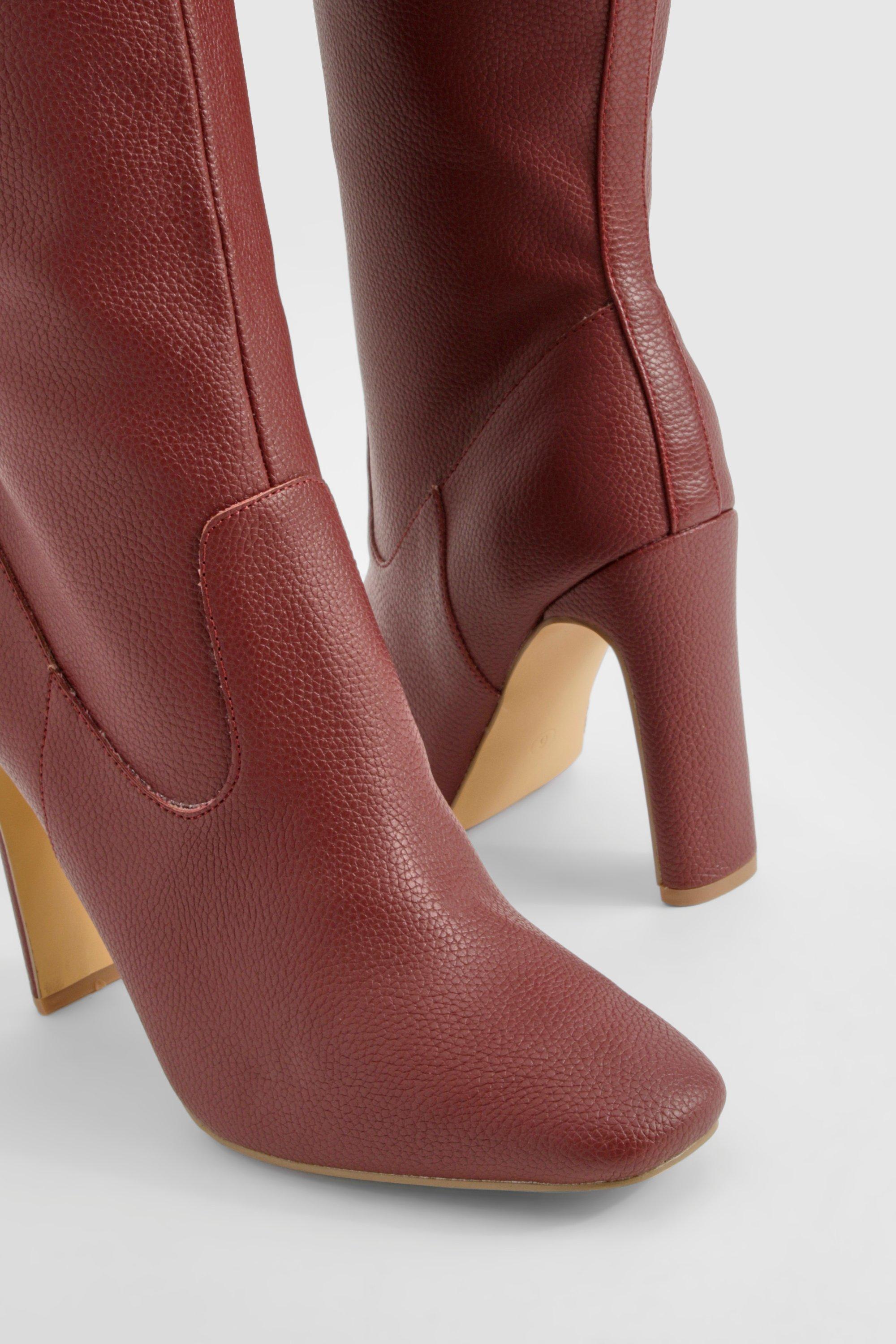 Textured High Heel Pointed Knee High Boots