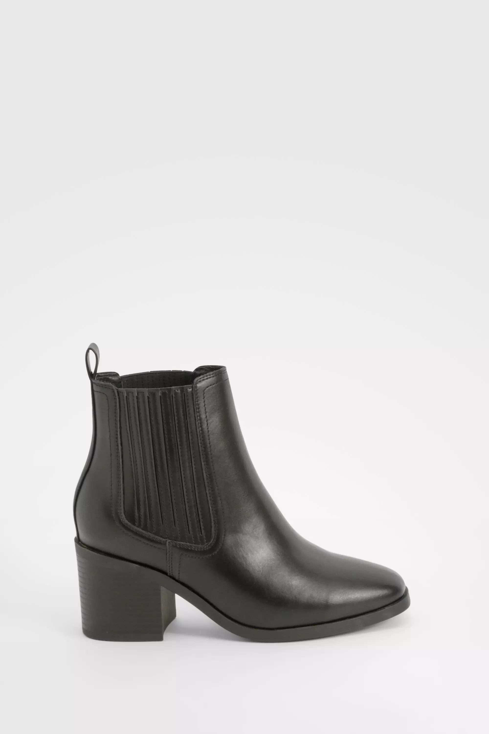 Black Wide Fit Elastic Panel Low Block Heeled Ankle Boots alternative image