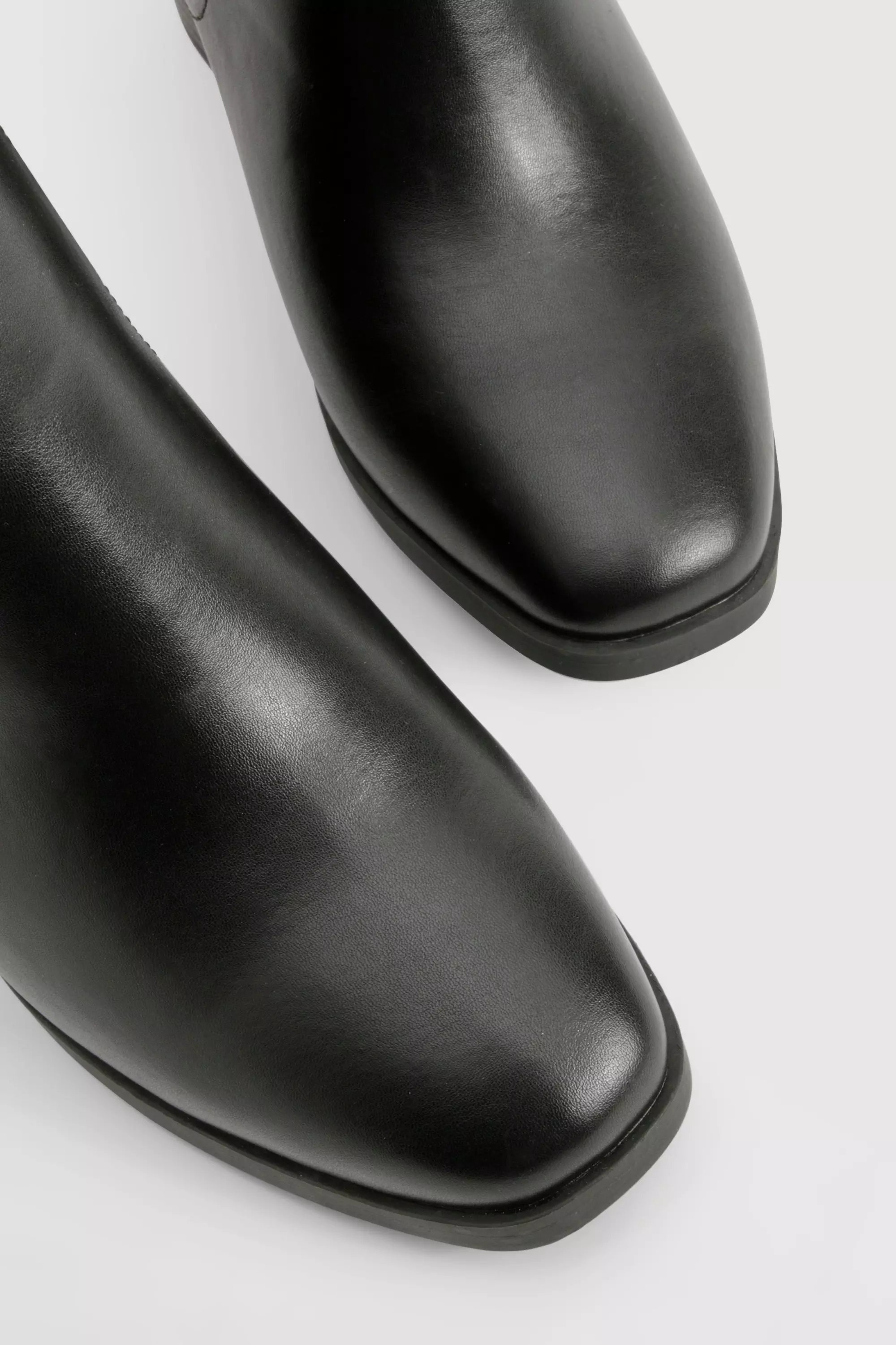 Black Wide Fit Elastic Panel Low Block Heeled Ankle Boots alternative image