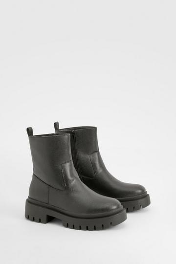 Wide Fit Chunky Panel Detail Chelsea Boots black