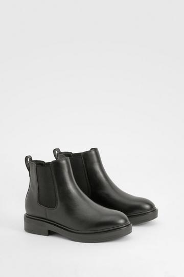 Wide Fit Panel Detail Low Chelsea Boots black