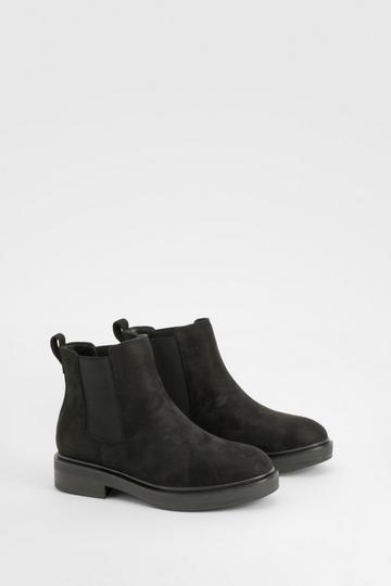 Wide Fit Faux Suede Panel Detail Low Chelsea Boots black