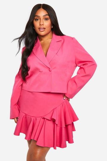 Plus Cropped Blazer hot pink