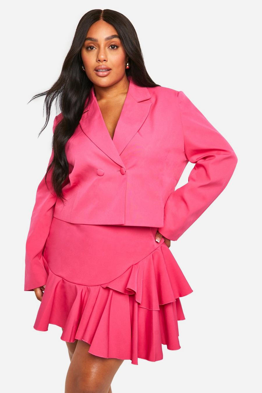Hot pink Plus Cropped Blazer