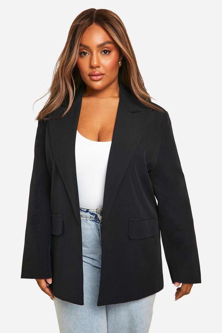Black Plus Tailored Longline Blazer  image number 1