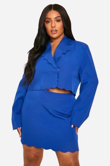 Plus Scallop Cropped Blazer cobalt