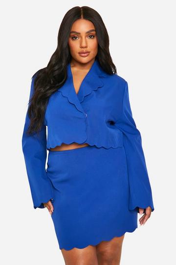 Plus Scallop Mini Skirt cobalt