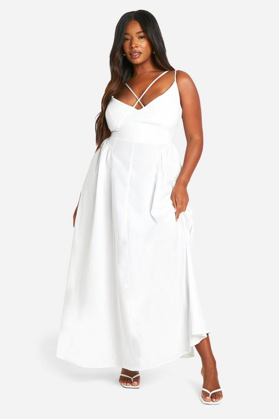 White Plus Double Strap Maxi Dress