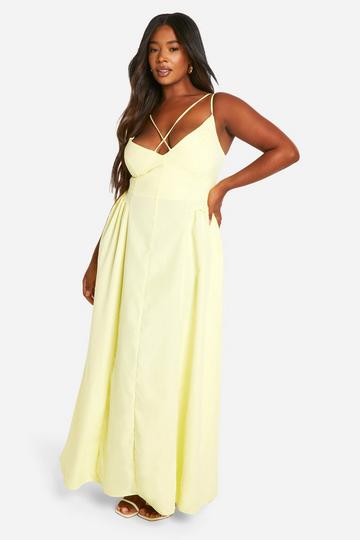 Plus Double Strap Maxi Dress lemon