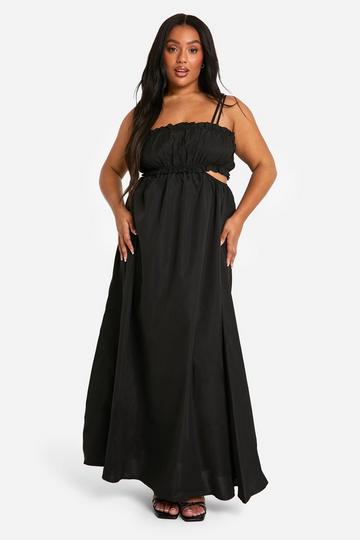 Plus Double Strap Maxi Dress black