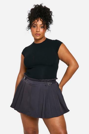 Plus Pleated Skort With Buckle Detail charcoal