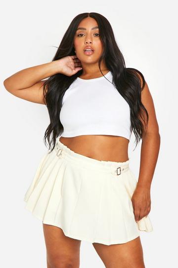 Plus Pleated Skort With Buckle Detail stone