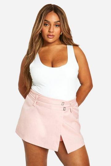 Plus Tailored Buckle Skort pink