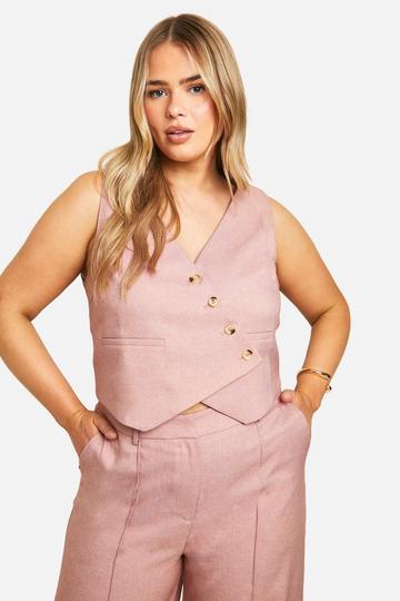 Pink Plus Asymmetric Marl Waistcoat