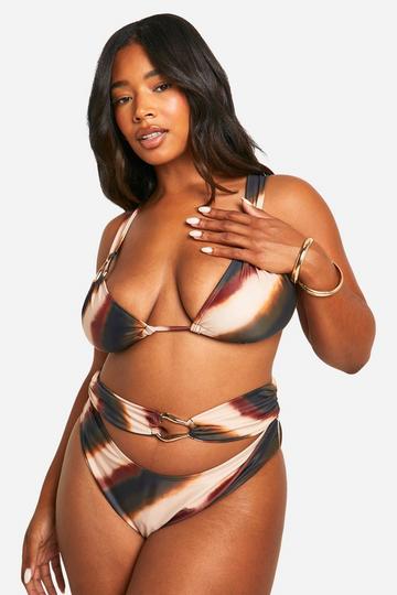 Plus Trim Detail Bikini Set brown