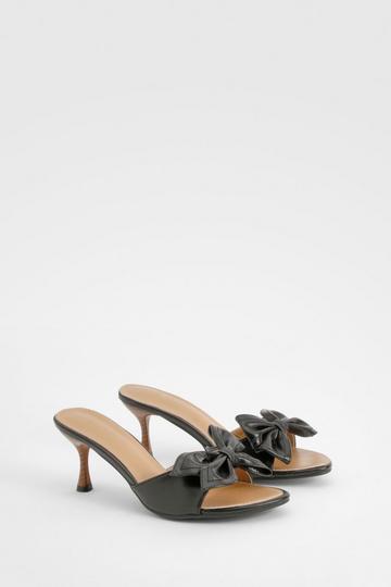 Bow Detail Heeled Mules black