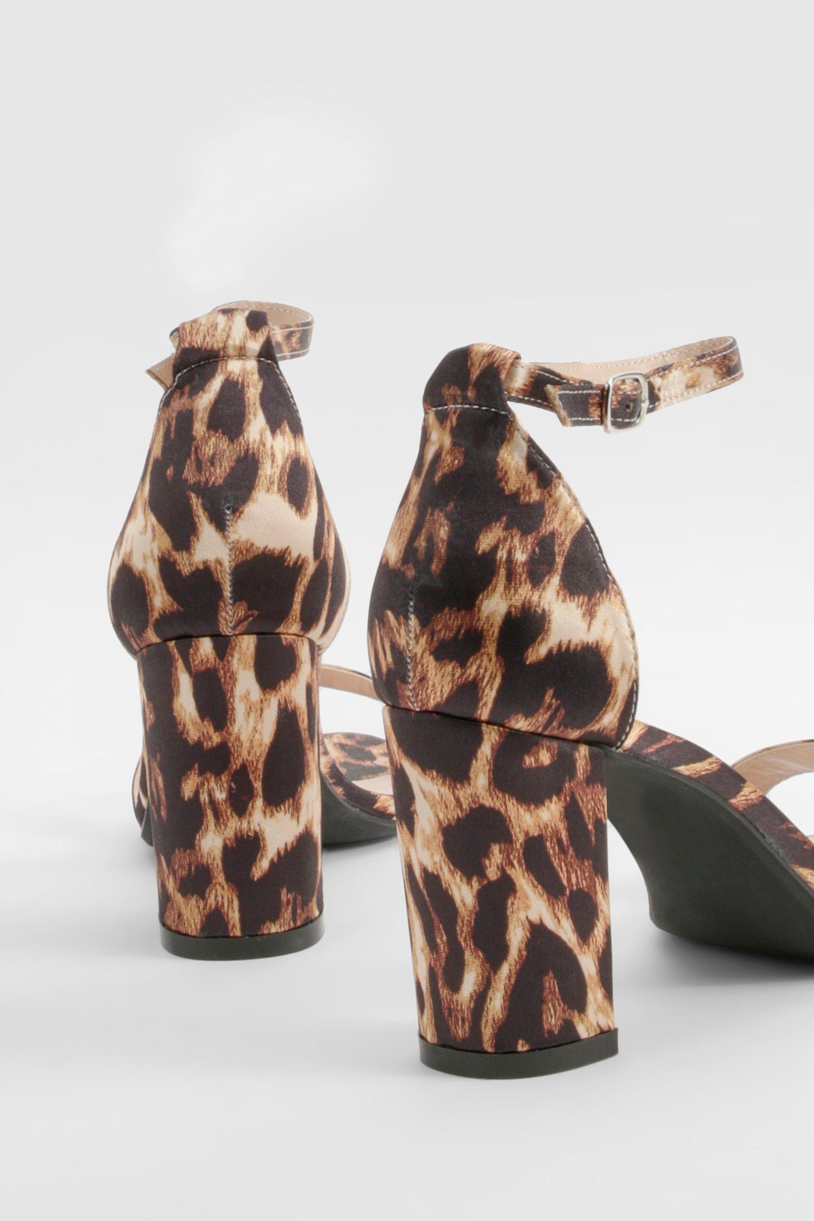 Scarpe effetto nudo leopardate con tacco medio a blocco