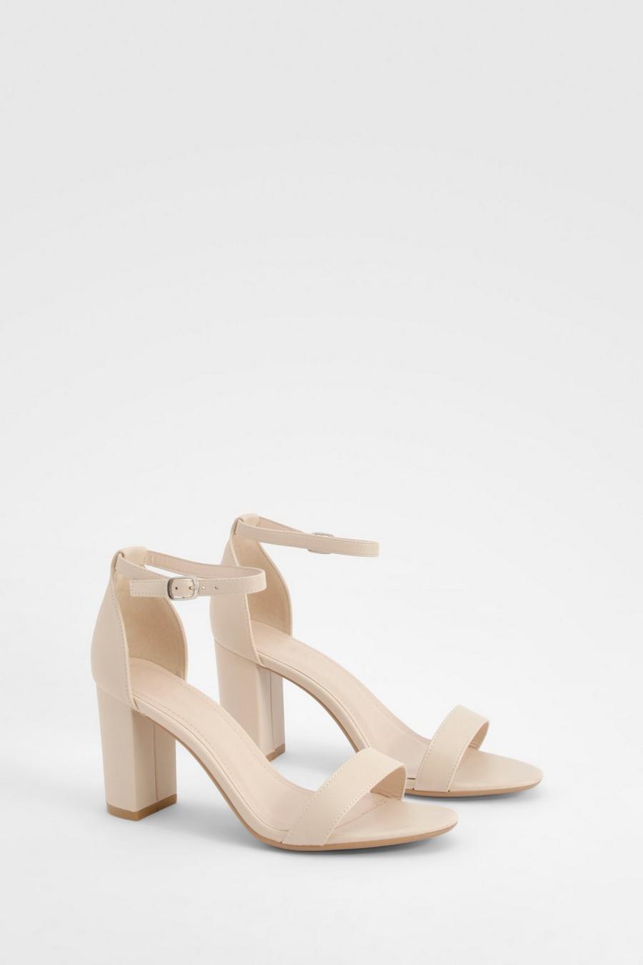 Beige Mid Block Barely There Heels