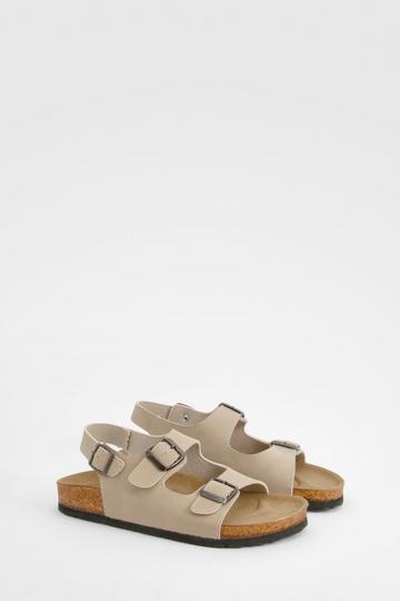 Brede Sandalen Met Dubbele Bandjes taupe