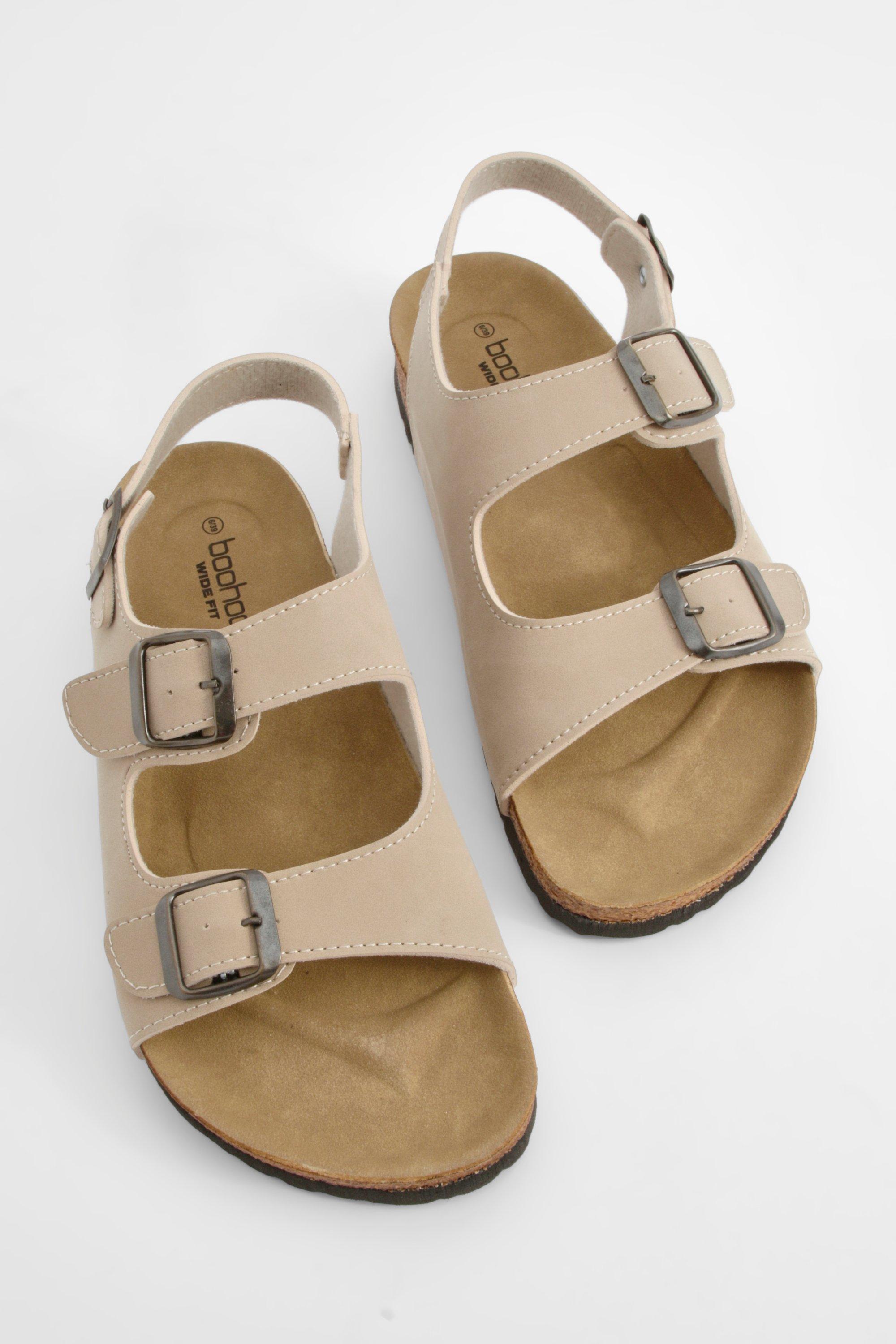 Wide Fit Double Strap Footbed Sandals