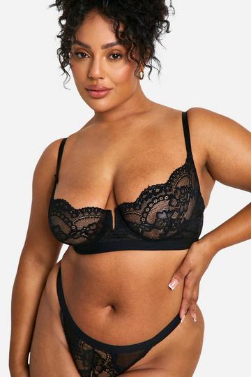 Lace Underwire Balcony Bra true black