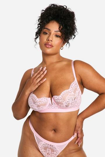 Lace Underwire Balcony Bra pale pink