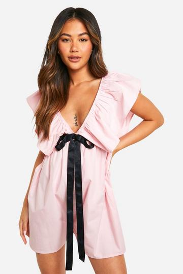 Tie Detail Playsuit pink