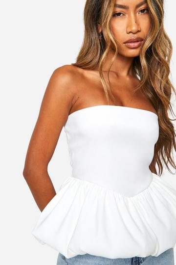 Bengaline Bubbel Peplum Top white