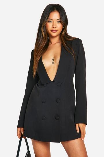 Tailored Plunge Blazer Romper black