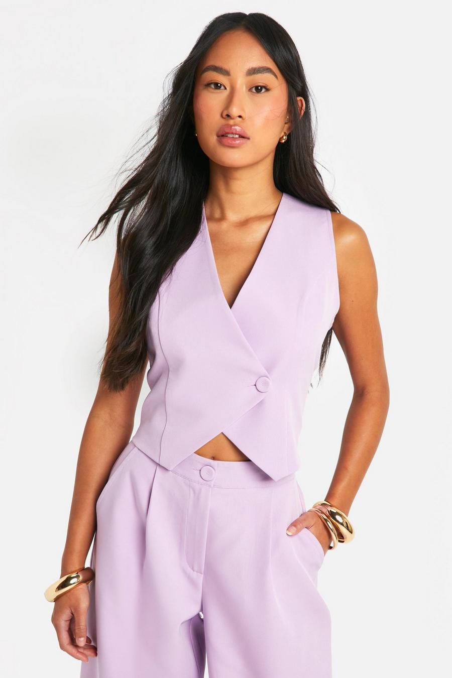 Lilac Asymmetric Button Front Waistcoat image number 1