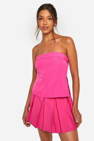 Drop Hem Pleated Mini Skirt magenta