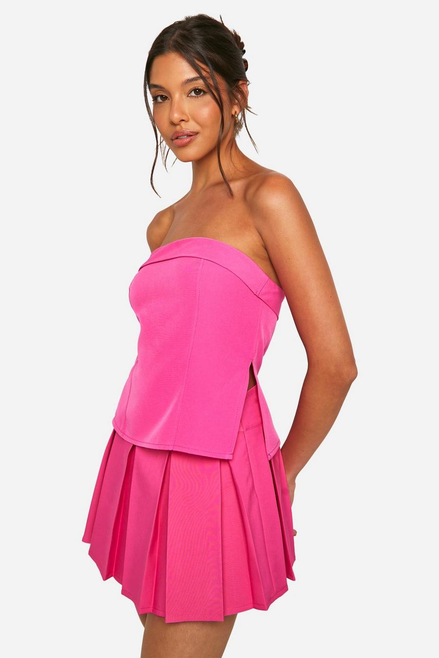 Magenta Tailored Long Line Button Back Bandeau