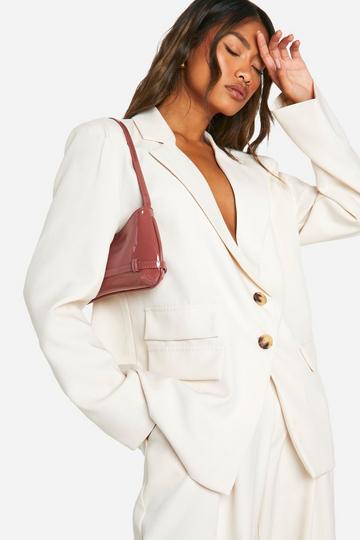 Pocket Detail Asymmetric Front Tailored Blazer ecru