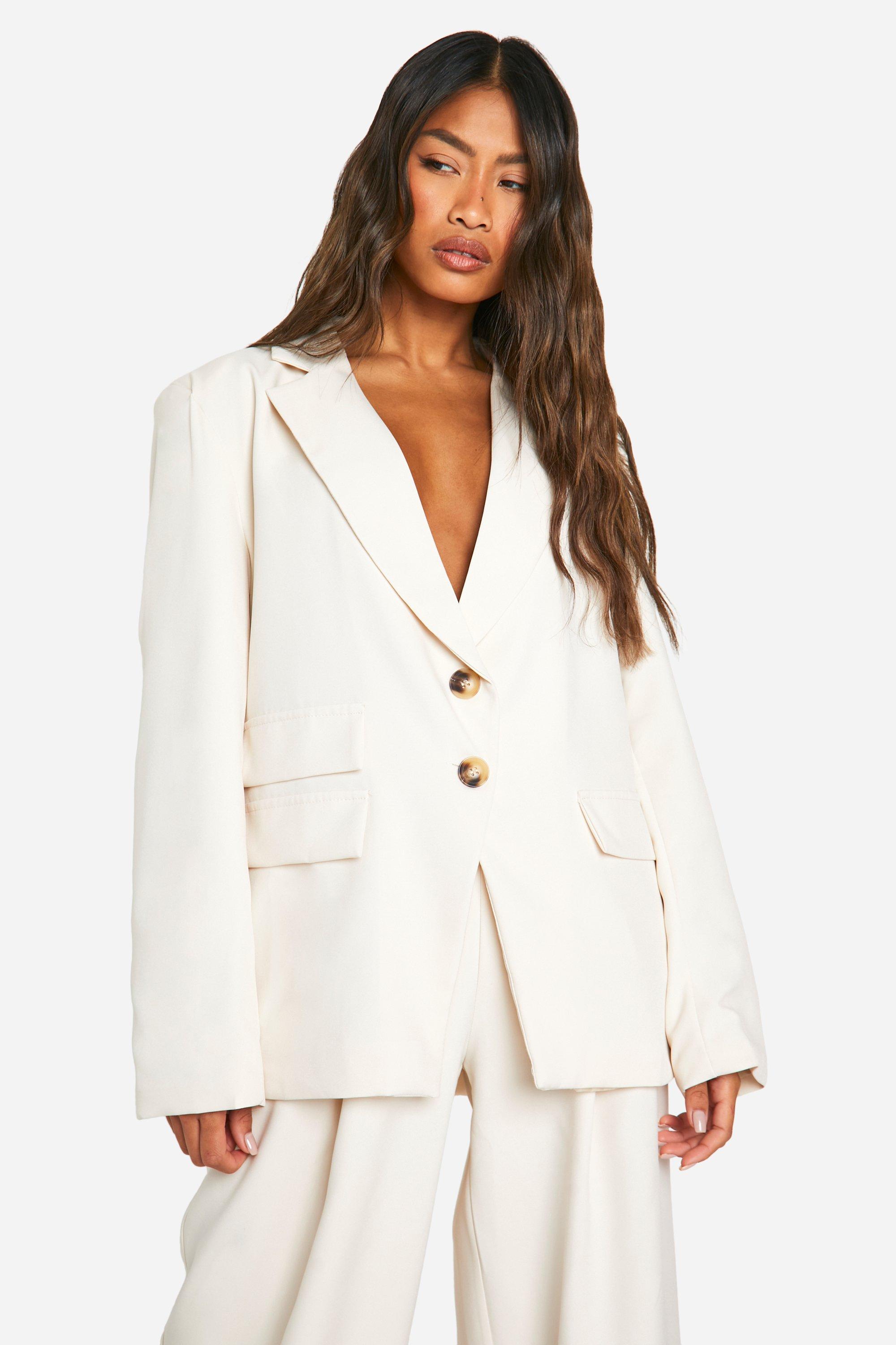 Pocket Detail Asymmetric Front Tailored Blazer boohoo IE