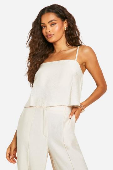 Linen Look Square Neck Cami ecru