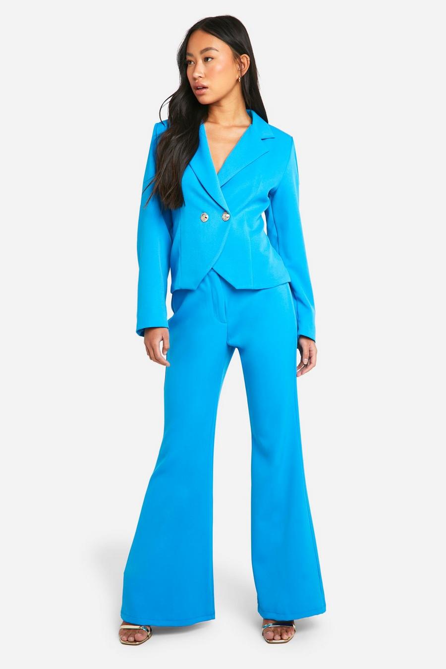 Azure Premium Textured Fit & Flare Dress Pants image number 1