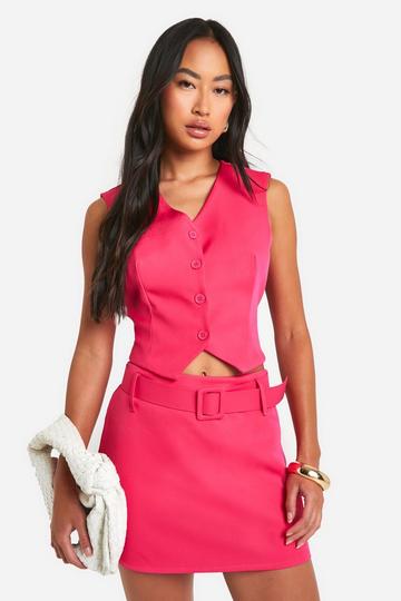 Pink Belted Micro Mini Skirt