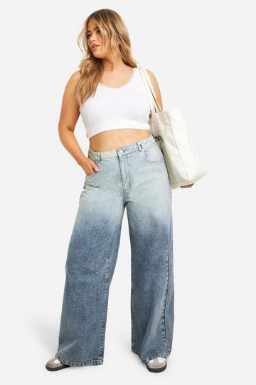 Plus Basics High Waisted Super Wide Leg Jeans grey blue