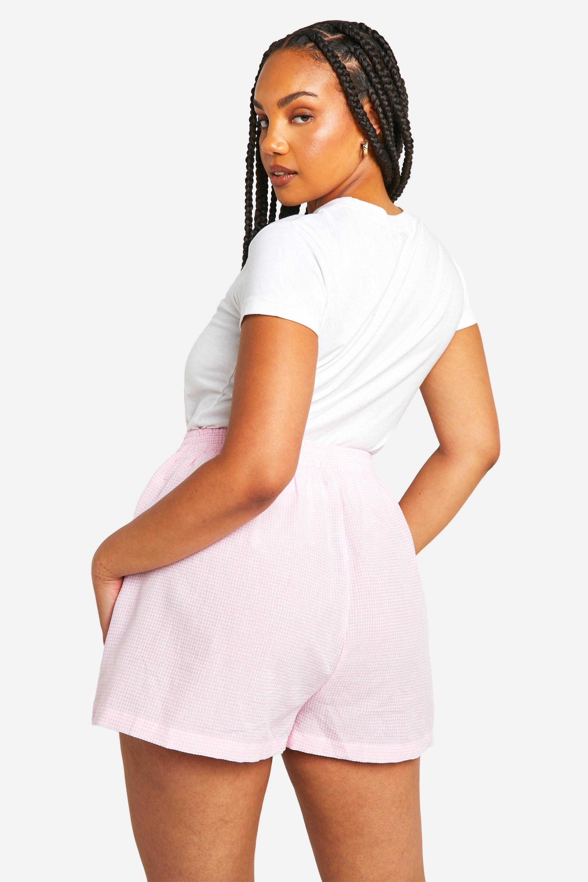 Plus Textured Gingham Shorts