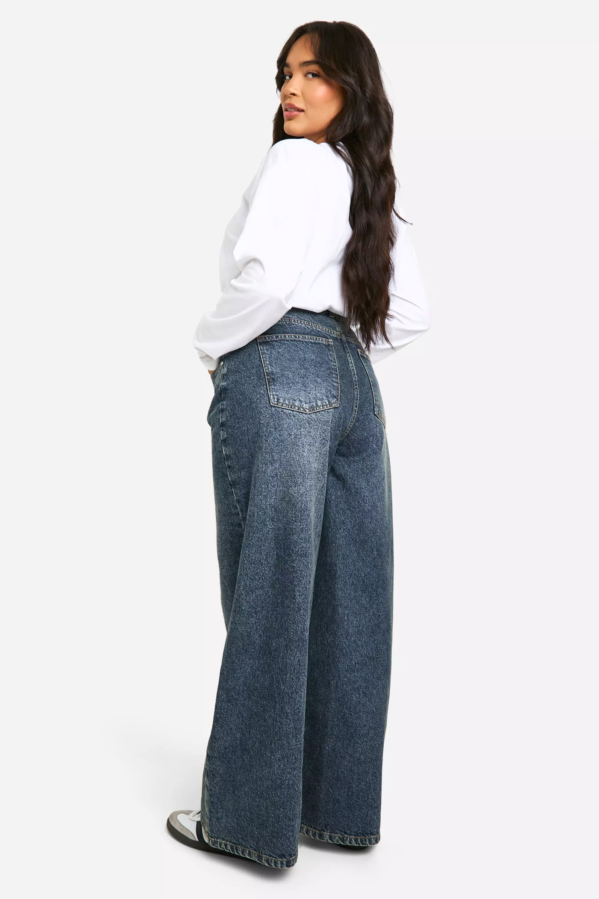 Vintage blue Plus Basics High Waisted Super Wide Leg Jeans alternative image