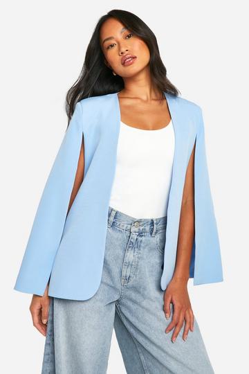 Blue Cape Detail Tailored Blazer