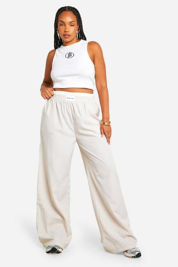 Plus Contrast Dsgn Waistband Detail Stripe Pants stone