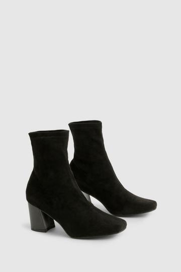 Wide Fit Flare Heel Sock Boots black