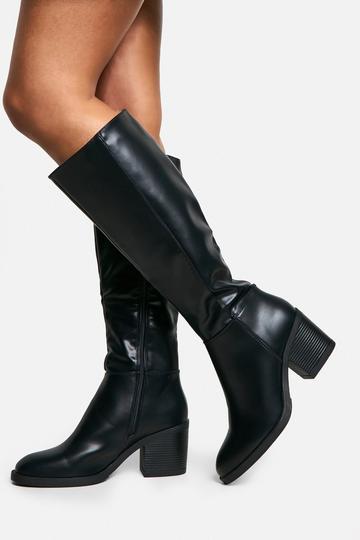 Block Heel Knee High Boots black