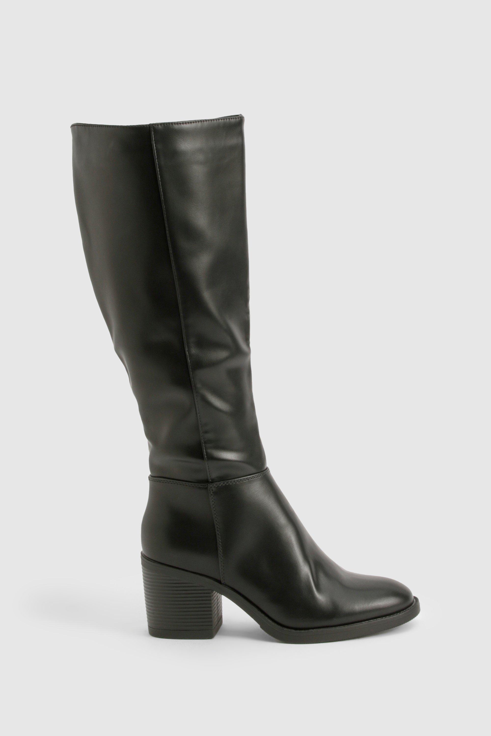 Block Heel Knee High Boots boohoo NO