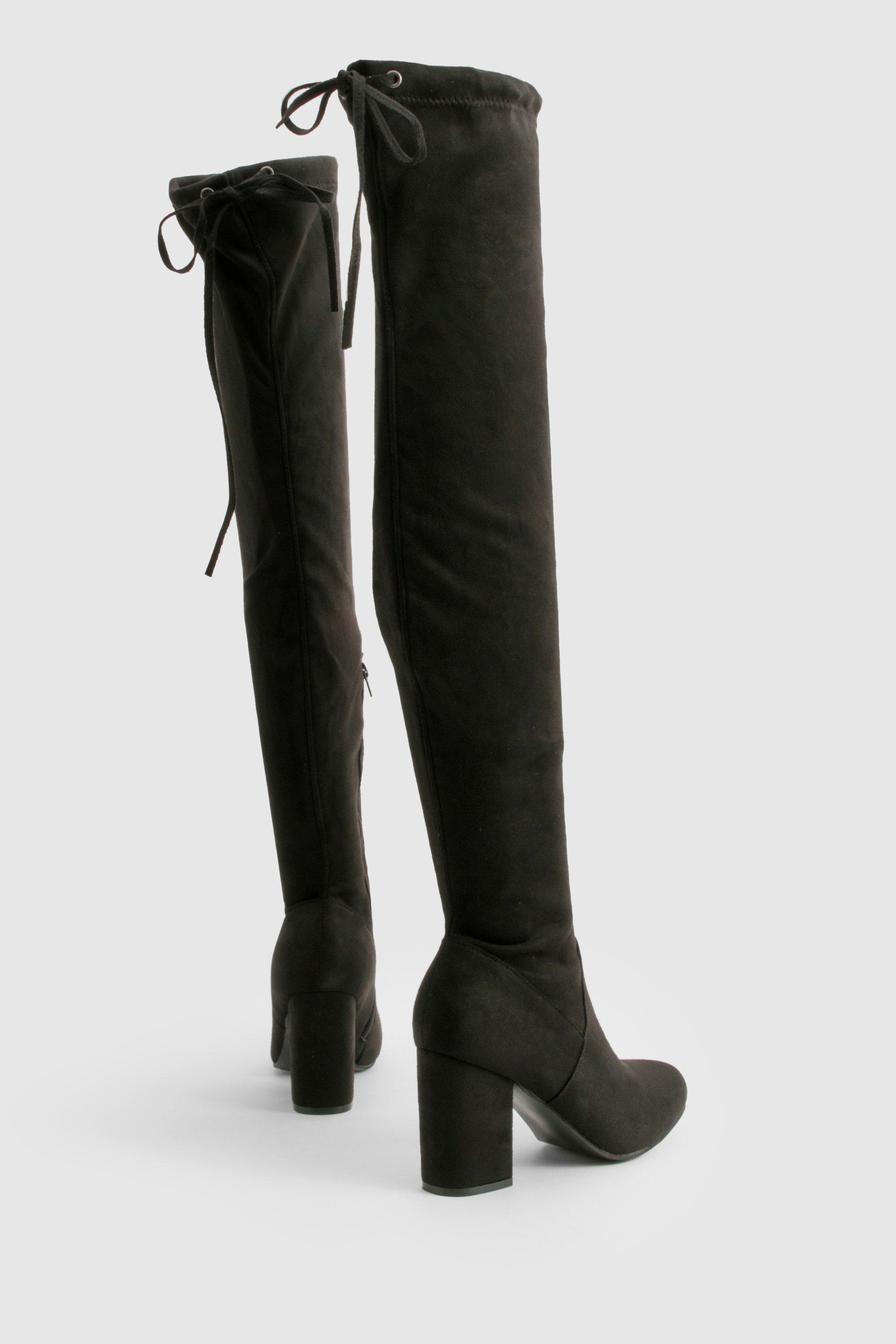 Black wide thigh high boots best sale