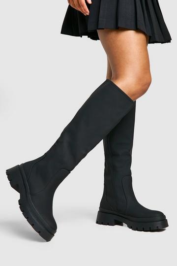 Rubber Knee High Boots black