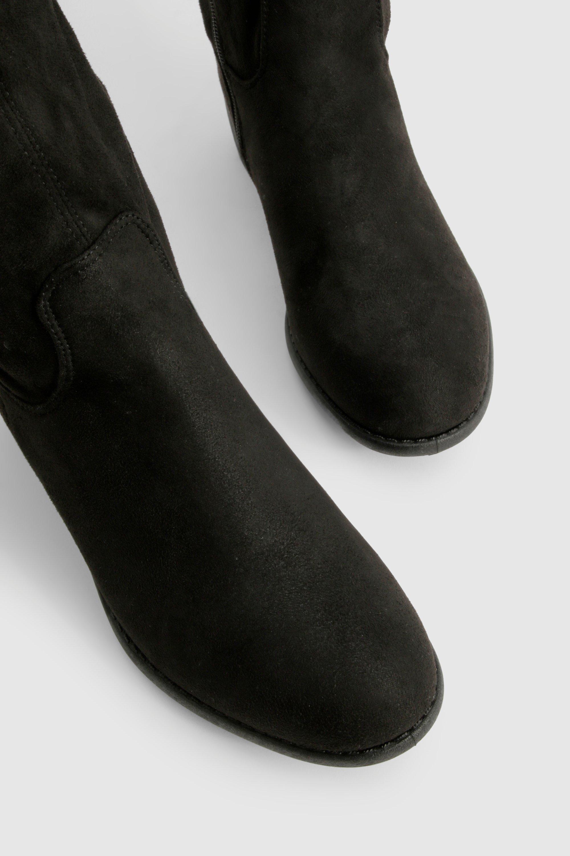 Boohoo Women s Wide Fit Wider Calf Flat Knee High Boots Black